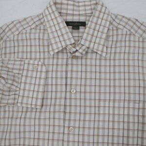 Ermenegildo Zegna Shirt Mens Large Long Sleeve Plaid Button Up Made in Italy
